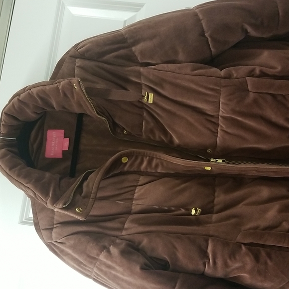 💲Isaac Miizrahi velvet puffer jacket dz. XL Brown - Picture 1 of 16